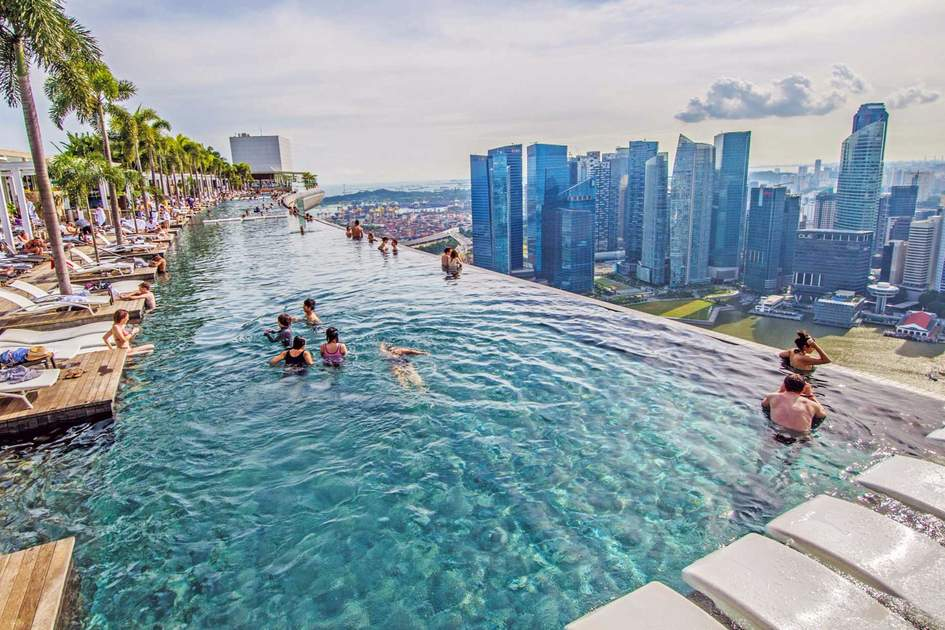 Marina Bay Sands infinity pool overlooking Singapore