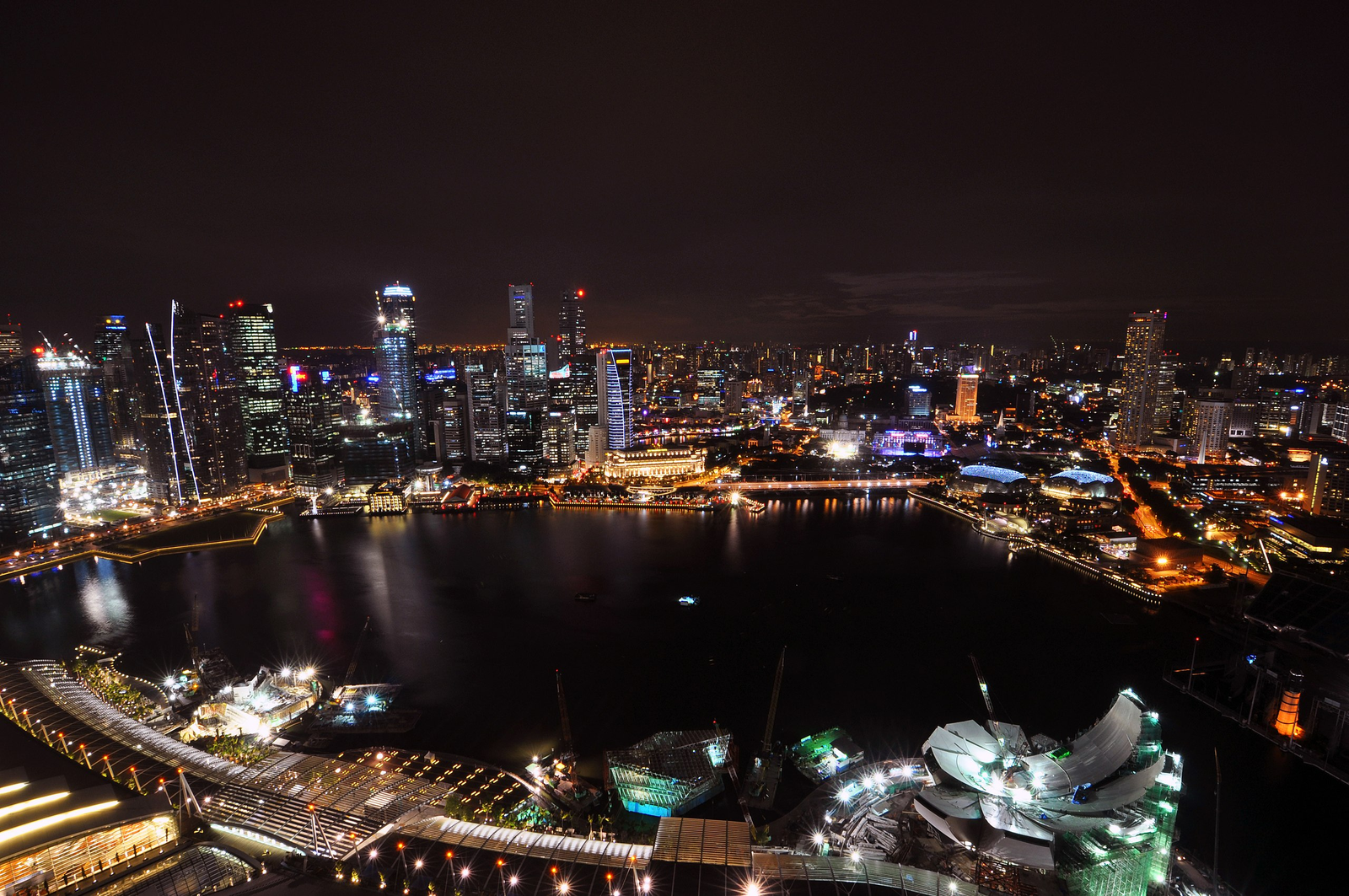 Singapore skyline at night from Marina Bay Sands SkyPark